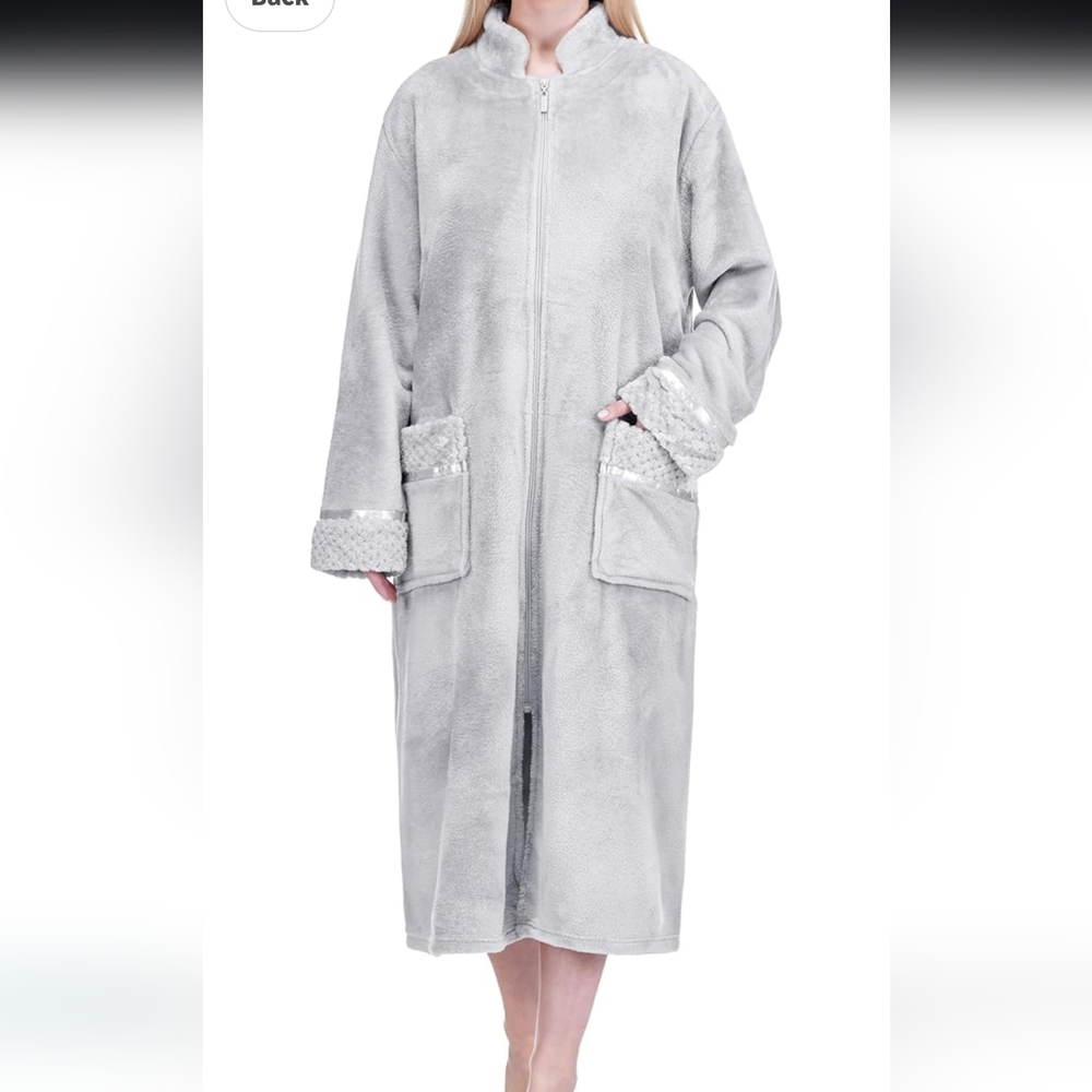 Women's Plush Gray Robe